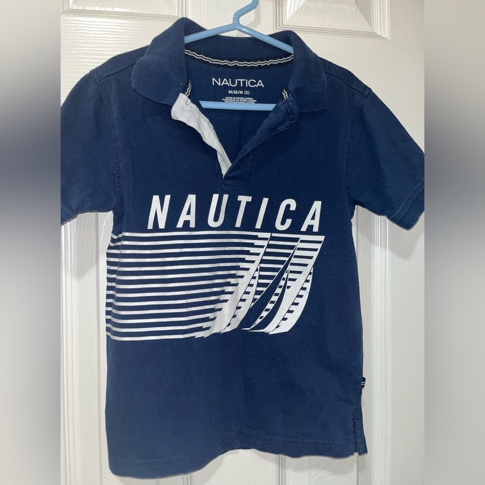 Nautica boys shirt, navy blue, size 5